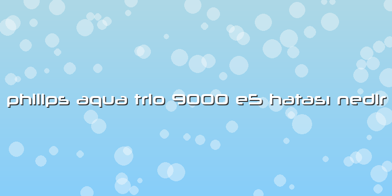 Philips Aqua Trio 9000 E5 Hatası Nedir